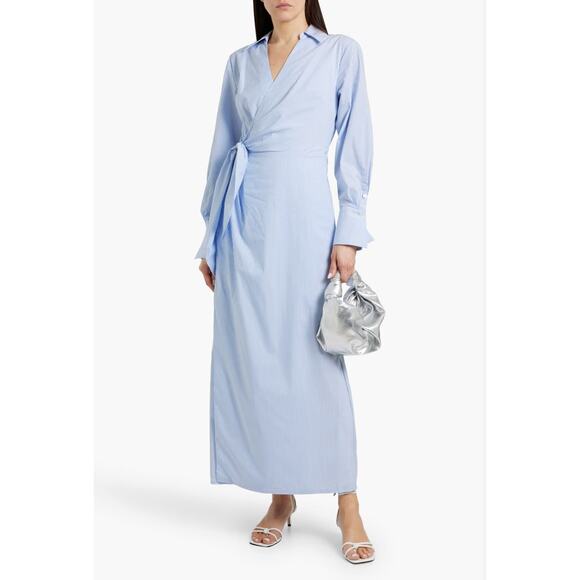 Jonathan Simkhai Dresses & Skirts - Simkhai Dress 12 Briar Wrap Effect Striped Maxi Shirt Belted Office Work Luxury